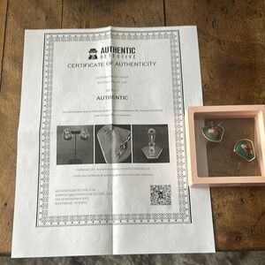 Hermes Green and Gold Earrings